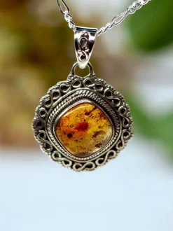 The TwoSisters Edelsteen Hanger-Amber Edelsteen hanger 925 zilver