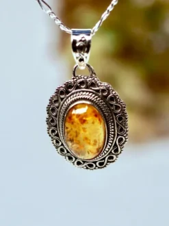 The TwoSisters Edelsteen Hanger-Amber Edelsteen hanger 925 zilver
