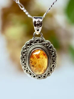 The TwoSisters Edelsteen Hanger-Amber Edelsteen hanger 925 zilver