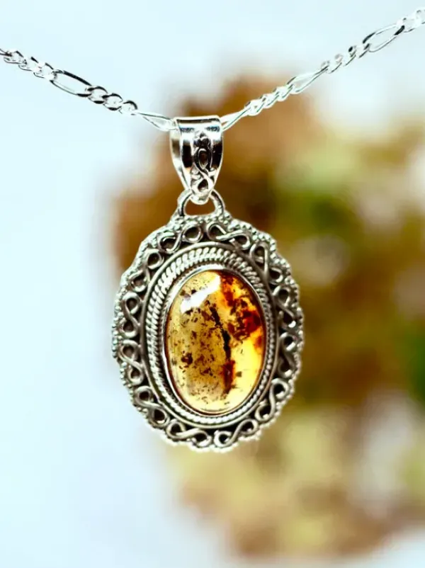 The TwoSisters Edelsteen Hanger-Amber Edelsteen hanger 925 zilver