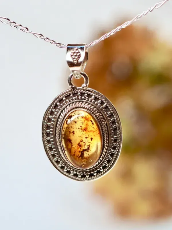 The TwoSisters Edelsteen Hanger-Amber Edelsteen hanger 925 zilver