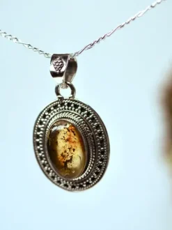 The TwoSisters Edelsteen Hanger-Amber Edelsteen hanger 925 zilver