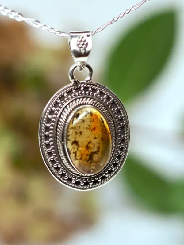 The TwoSisters Edelsteen Hanger-Amber Edelsteen hanger 925 zilver