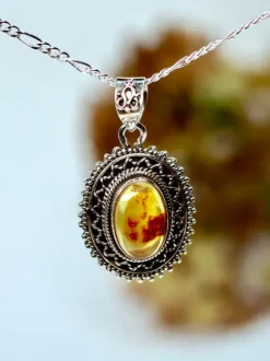 The TwoSisters Edelsteen Hanger-Amber Edelsteen hanger 925 zilver