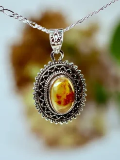 The TwoSisters Edelsteen Hanger-Amber Edelsteen hanger 925 zilver