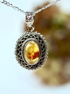 The TwoSisters Edelsteen Hanger-Amber Edelsteen hanger 925 zilver