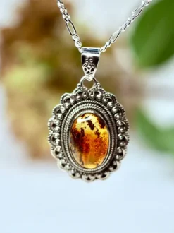 The TwoSisters Edelsteen Hanger-Amber Edelsteen hanger 925 zilver