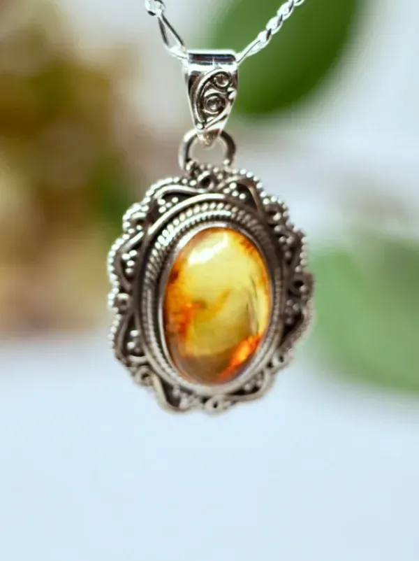 The TwoSisters Edelsteen Hanger-Amber Edelsteen hanger 925 zilver