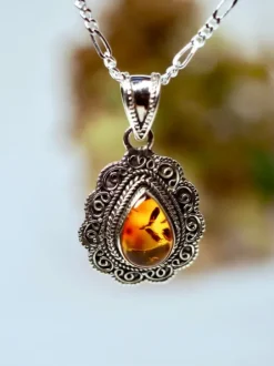 The TwoSisters Edelsteen Hanger-Amber Edelsteen hanger 925 zilver