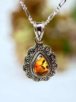 The TwoSisters Edelsteen Hanger-Amber Edelsteen hanger 925 zilver