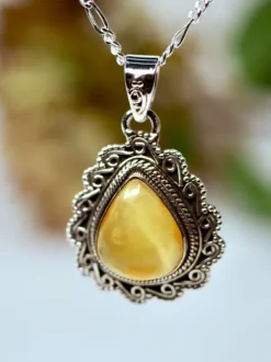 The TwoSisters Edelsteen Hanger-Amber Edelsteen hanger 925 zilver