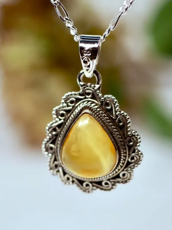 The TwoSisters Edelsteen Hanger-Amber Edelsteen hanger 925 zilver