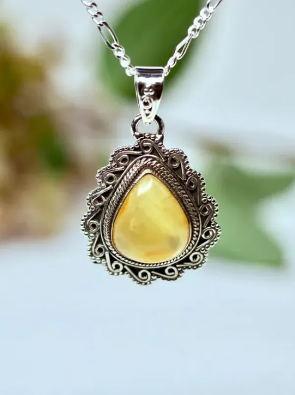 The TwoSisters Edelsteen Hanger-Amber Edelsteen hanger 925 zilver