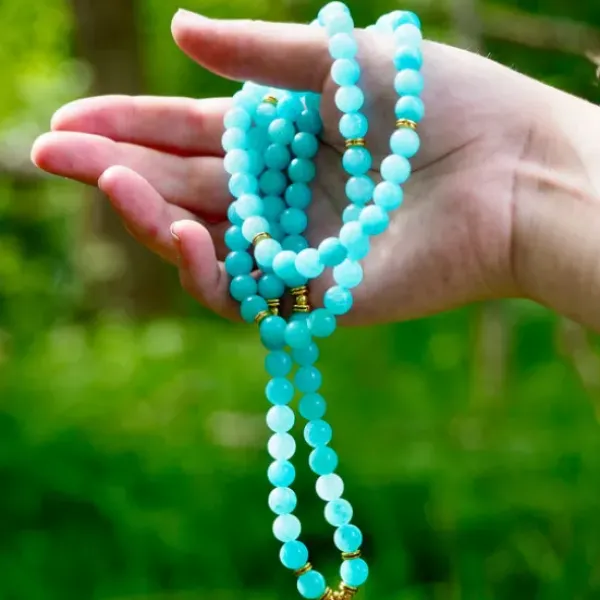 The TwoSisters Buddhist Malas|Kettingen-Aquamarijn Mala