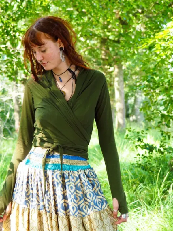 The TwoSisters Tops|Plus Size-Astarte Top Bamboo/Cotton groen