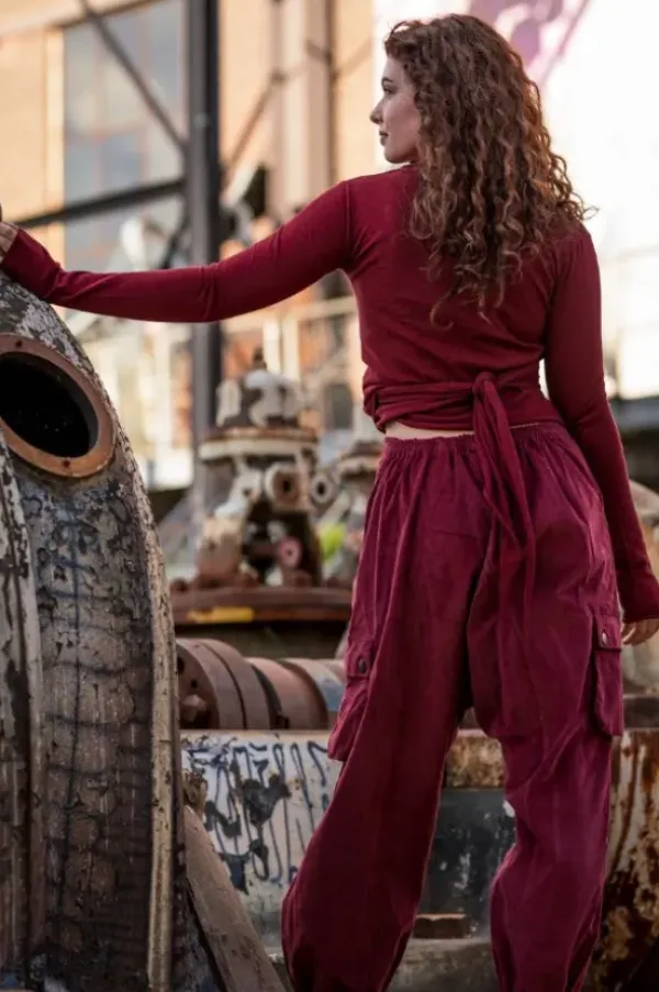 The TwoSisters Tops|Plus Size-Astarte Top Bamboo/Cotton Marroon Rood