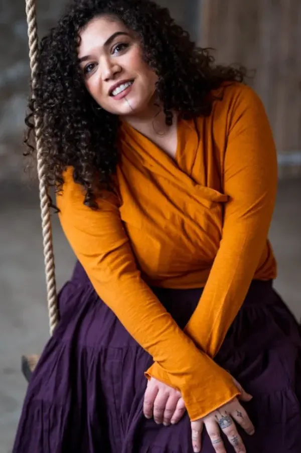 The TwoSisters Tops|Plus Size-Astarte Top Bamboo/Cotton Oker/Oranje