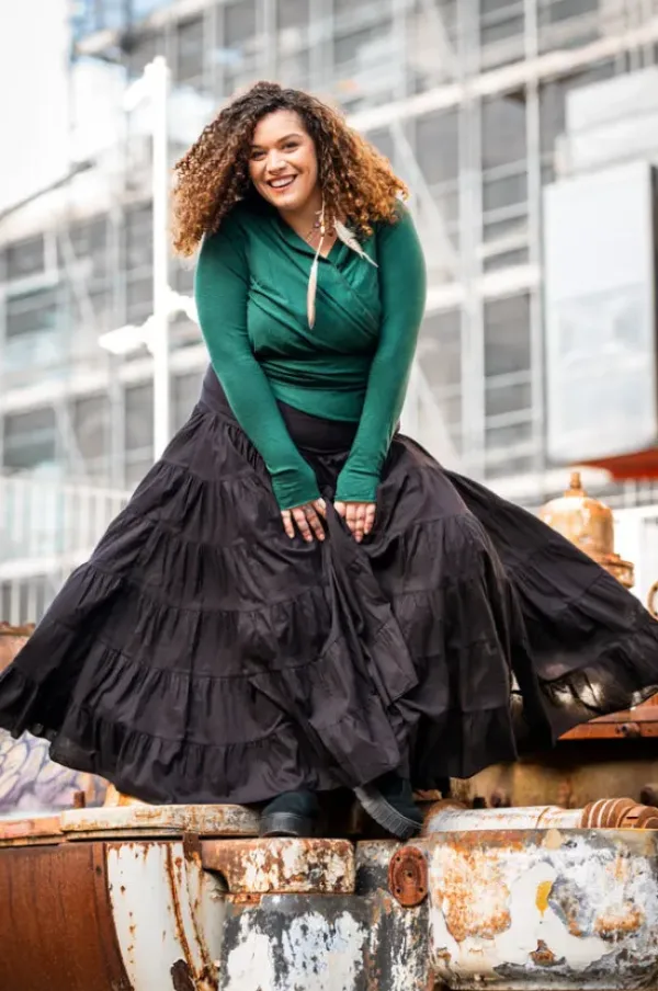 The TwoSisters Tops|Plus Size-Astarte Top Bamboo/Cotton Fern Green