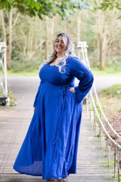 The TwoSisters Plus Size|Plus Size-Berkana Jurk Korenblauw (t/m maat 52)
