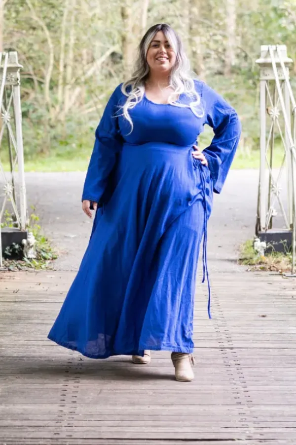 The TwoSisters Plus Size|Plus Size-Berkana Jurk Korenblauw (t/m maat 52)