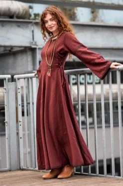 The TwoSisters Plus Size|Plus Size-Berkana Jurk Marroon Rood (t/m maat 52)