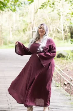 The TwoSisters Plus Size|Plus Size-Berkana Jurk Marroon Rood (t/m maat 52)