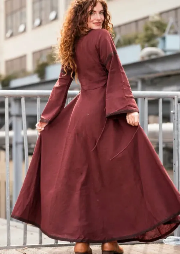 The TwoSisters Plus Size|Plus Size-Berkana Jurk Marroon Rood (t/m maat 52)