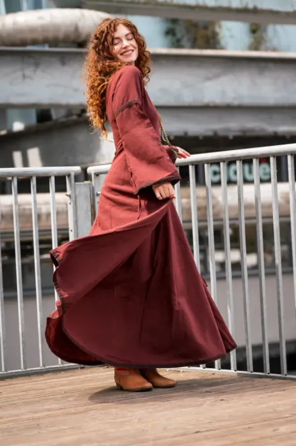The TwoSisters Plus Size|Plus Size-Berkana Jurk Marroon Rood (t/m maat 52)