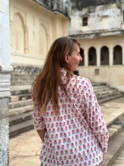 The TwoSisters Tops|Lange Mouw-Blockprint Blouse (limited Edition)