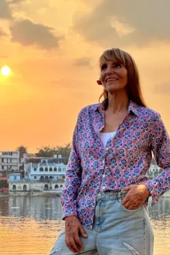 The TwoSisters Tops|Lange Mouw-Blockprint Blouse (limited Edition)