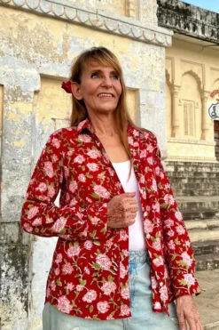 The TwoSisters Tops|Lange Mouw-Blockprint Blouse (limited Edition)