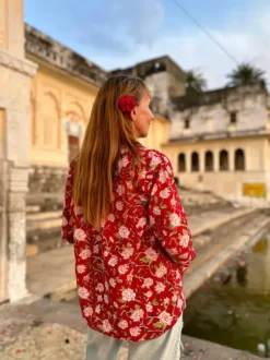The TwoSisters Tops|Lange Mouw-Blockprint Blouse (limited Edition)