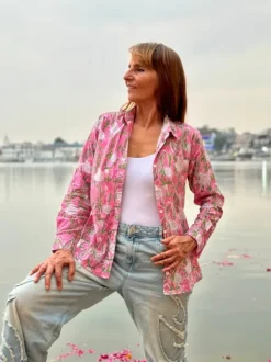 The TwoSisters Tops|Lange Mouw-Blockprint Blouse (limited Edition)