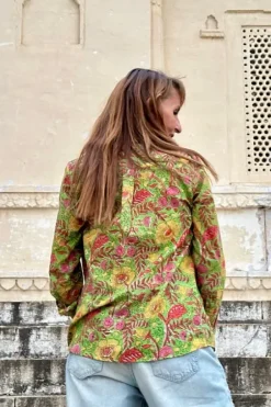 The TwoSisters Tops|Lange Mouw-Blockprint Blouse (limited Edition)