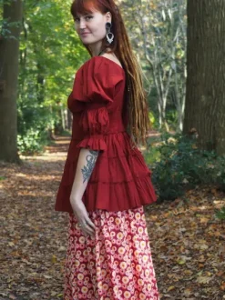 The TwoSisters Tops|Zomer-Boho Blouse Warm Rood