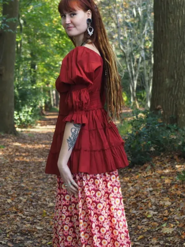 The TwoSisters Tops|Zomer-Boho Blouse Warm Rood