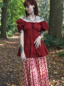 The TwoSisters Tops|Zomer-Boho Blouse Warm Rood