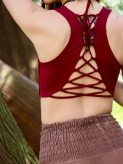 The TwoSisters Tops|Bratops-Bratop Lagherta Marroon Rood
