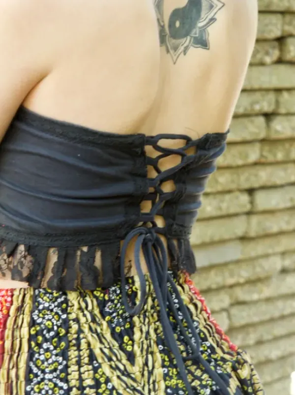 The TwoSisters Tops|Bratops-Burlesque top Zwart