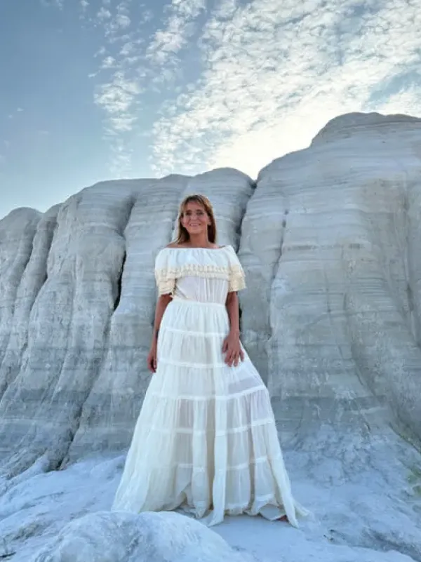 The TwoSisters Gypsy|Zomer-Danu Lange jurk Gebroken wit