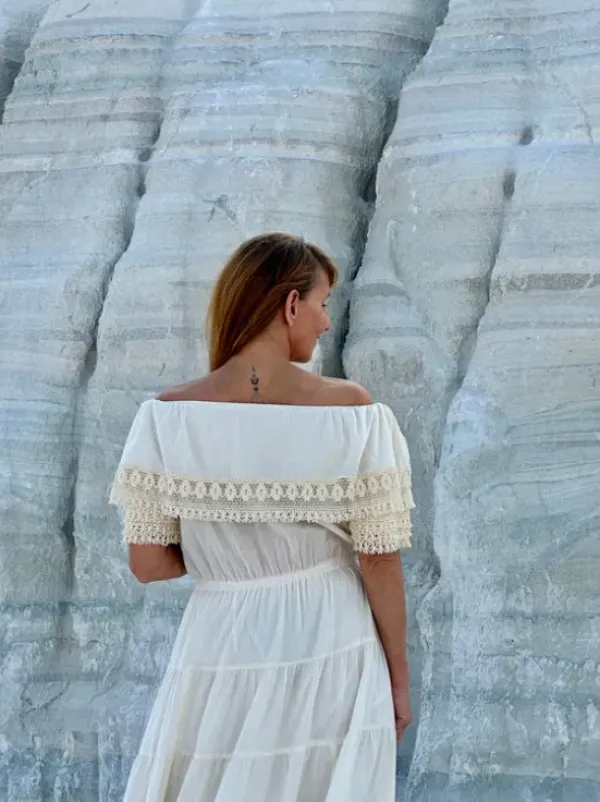 The TwoSisters Gypsy|Zomer-Danu Lange jurk Gebroken wit