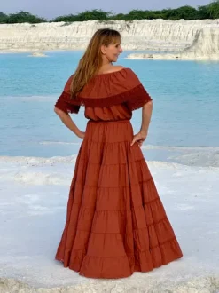 The TwoSisters Bohemian Trouwjurken|Gypsy-Danu Lange jurk Terracotta