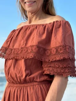 The TwoSisters Bohemian Trouwjurken|Gypsy-Danu Lange jurk Terracotta
