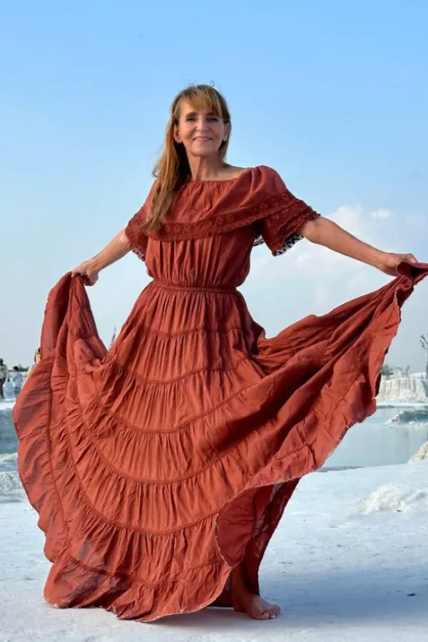 The TwoSisters Bohemian Trouwjurken|Gypsy-Danu Lange jurk Terracotta