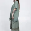 The TwoSisters Plus Size|Nomad Chic Collectie-Desert Breeze poncho Jadegroen