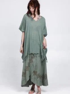 The TwoSisters Plus Size|Nomad Chic Collectie-Desert Breeze poncho Jadegroen