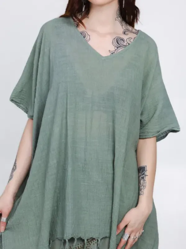 The TwoSisters Plus Size|Nomad Chic Collectie-Desert Breeze poncho Jadegroen