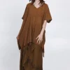 The TwoSisters Plus Size|Nomad Chic Collectie-Desert Breeze poncho Lichtbruin