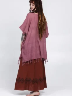 The TwoSisters Plus Size|Nomad Chic Collectie-Desert Breeze poncho OudRoze