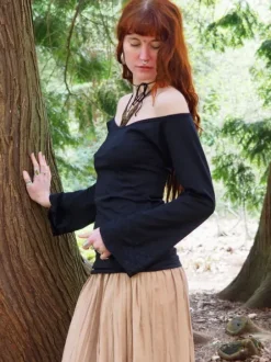 The TwoSisters Tops|Lange Mouw-Devi Boho top Zwart
